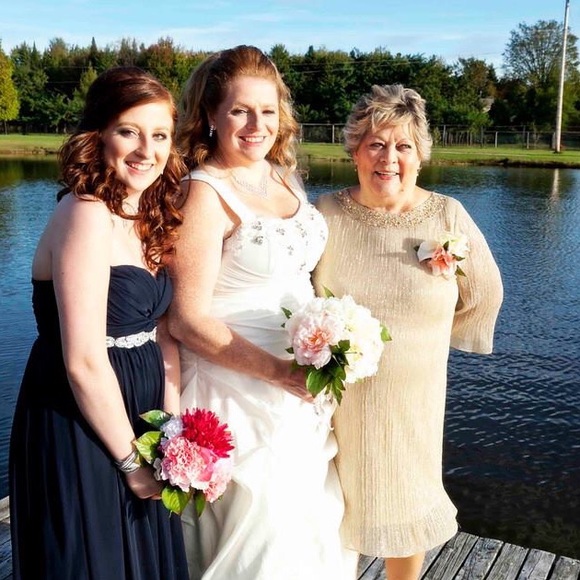 Laura Petites gold shimmer dress-See photos! - Picture 2 of 9